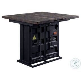Esdargo Black And Distressed Dark Oak Extendable Counter Hight Dining Table