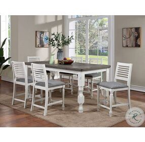 Calabria Antique White And Gray Counter Height Dining Room Set
