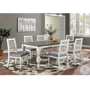 Calabria Antique White And Gray Dining Room Set