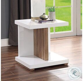 Moa White And Natural Tone End Table