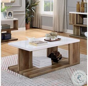 Majken White And Natural Tone Coffee Table