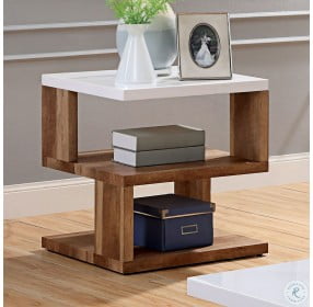 Majken White And Natural Tone End Table