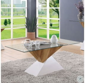 Bima II White And Natural Tone Coffee Table