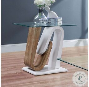 Batam White And Natural Tone End Table