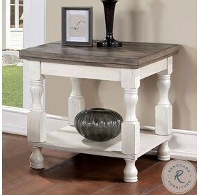 Calandra Antique White And Gray End Table