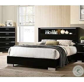 Carlie Black And Chrome California King Panel Bed