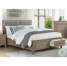Anneke Wire Brushed Warm Gray California King Panel Storage Bed