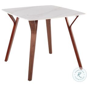 Folia White Marble And Walnut Wood Dinette Table