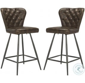 Ashby Brown 26" Modern Tufted Swivel Counter Height Stool Set Of 2