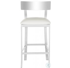 Abby Chrome And White Polyurethane 35" Stainless Steel Counter Height Stool