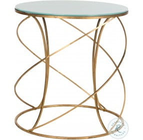 Cagney Gold And White Glass Top Round Accent Table