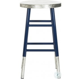 Kenzie Navy And Silver Dipped Counter Height Stool