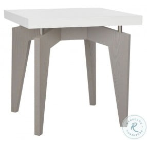 Josef White And Gray Retro Lacquer Floating Top Lacquer End Table