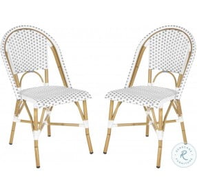 Salcha Gray White And Light Brown Outdoor Bistro Side Chair Set Of 2