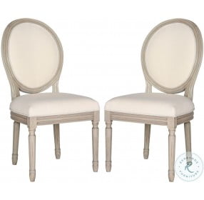 Holloway Light Beige And Rustic Gray 19" French Brasserie Linen Oval Side Chair Set Of 2