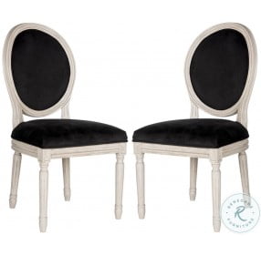 Holloway Black Velvet And Rustic Gray 19" French Brasserie Velvet Oval Side Chair Set Of 2