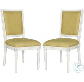 Buchanan Spring Green And Cream 19" French Brasserie Linen Rectangular Side Chair Set Of 2