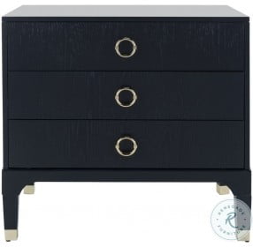 Lorna Navy And Gold 3 Drawer Nightstand