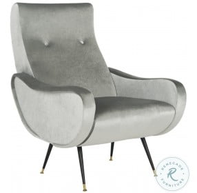 Elicia Light Gray Velvet Retro Mid Century Accent Chair