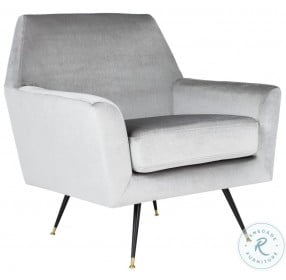 Nynette Light Gray Velvet Velvet Retro Mid Century Accent Chair