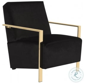 Orna Black Velvet And Brass Accent Chair