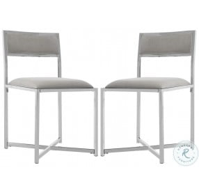 Menken Gray Velvet And Metal Chrome Chrome Side Chair Set Of 2