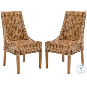 Suncoast Walnut 18" Rattan Arm Chair Set Of 2