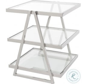 Sterling Chrome 3 Tier Glass End Table