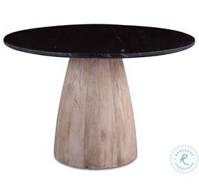 Palm Desert Natural Black Marble And Modern Washed Wood Dining Table