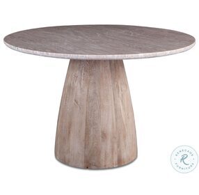 Palm Desert Natural Brown Marble And Modern Washed Wood Dining Table