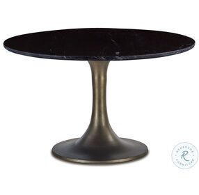 Palm Desert Natural Black Marble And Bronze Tulip Dining Table