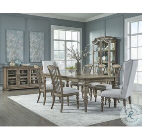 Garrison Cove Honey Toned And Gray Undertones Extendable Dining Room Set