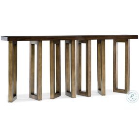 Connelly Dark Walnut And Gold Metal Hall Console Table