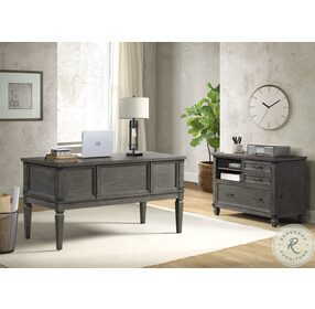 Foundry Home Office Brushed Pewter 60" Half Pedestal Home Office Set