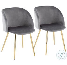 Fran Silver Velvet And Gold Steel Chair Set of 2