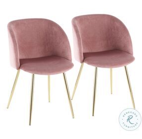 Fran Gold Metal And Pink Velvet Dining Chair Set Of 2