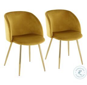 Luna Chartreuse Velvet And Gold Metal Chair Set of 2