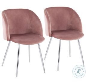 Fran Pink Velvet And Chrome Chair Set of 2