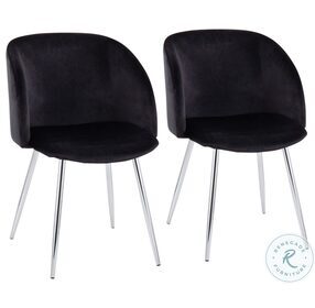 Fran Black Velvet And Chrome Chair Set of 2