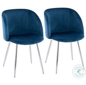 Fran Blue Velvet And Chrome Chair Set of 2