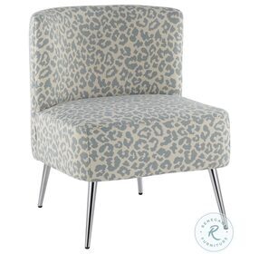 Fran Blue Leopard Fabric Luna Slipper Chair