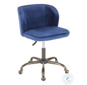 Fran Blue Velvet Swivel Task Chair