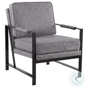 Franklin Grey PU And Black Steel Arm Chair