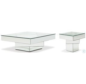 Montreal Silver Glass Top Square Occasional Table Set