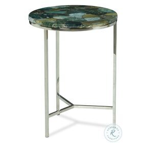 Foster Green Jasper Stone And Chrome Chairside Table