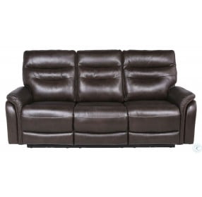 Fortuna Coffee Leather Power Reclining Sofa with Power Headrest And Footrest