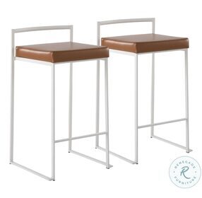 Fuji Camel PU And White Steel Stacker Counter Height Stool Set of 2