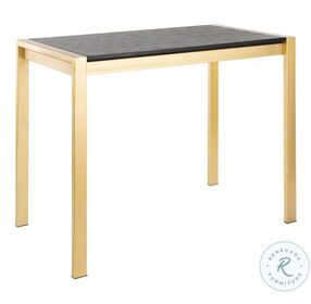 Fuji Gold Metal And Black Wood Grain Top Counter Height Dining Table