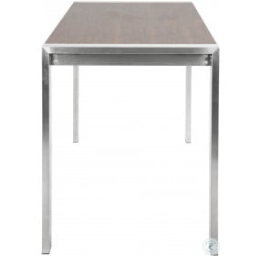 Fuji Brushed Stainless Steel And Walnut Counter Height Dining Table
