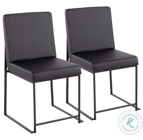 Fuji Black PU And Black Steel High Back Dining Chair Set of 2
